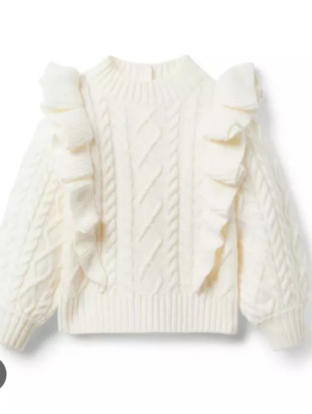 Ruffle Cable Knit Sweater - Ivory Size: 3